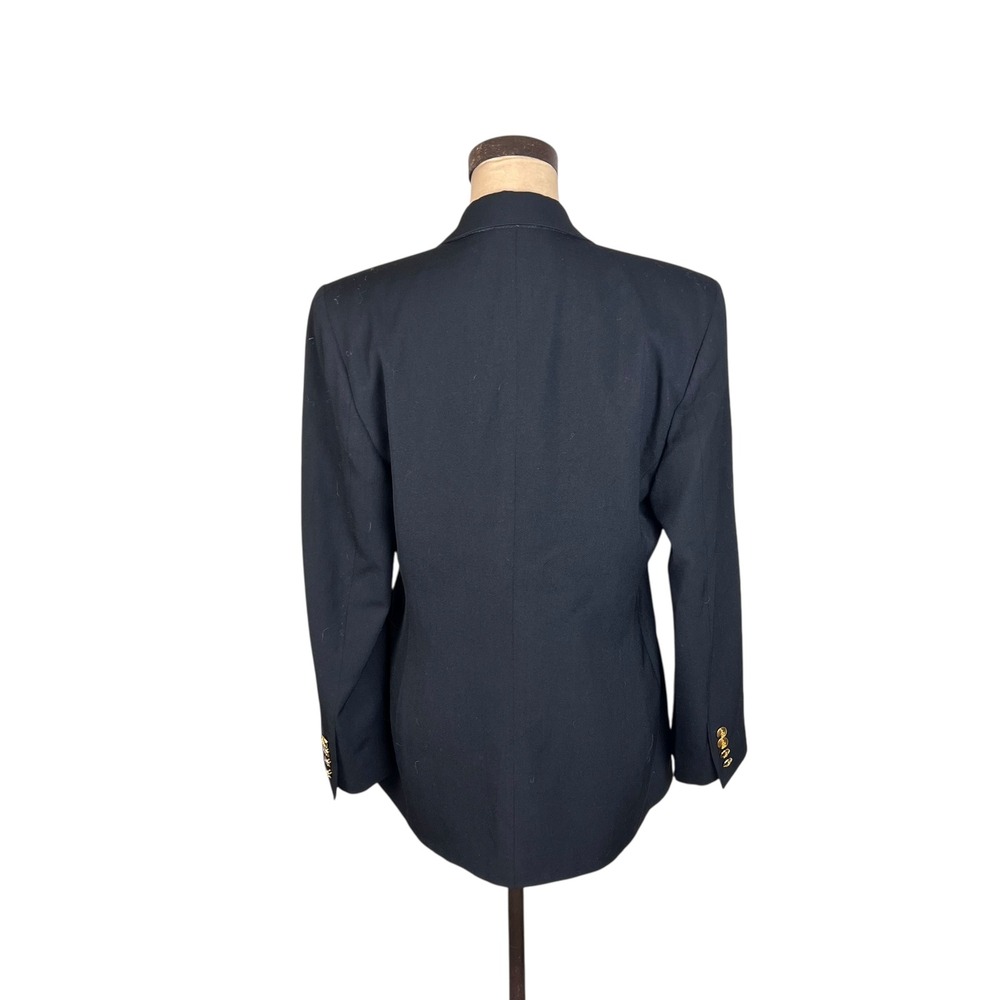 Vintage Austin Reed Black Double Breasted Blazer Gold Crest Buttons London NY - Picture 5 of 13